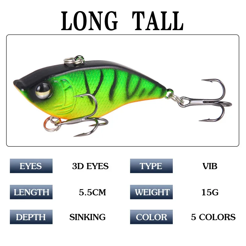 Sinking VIB Lure 15g5.5cm Hard Bait Three Hook Lure Freshwater Sea Fishing Bait Fishing Tool vib lure - imagen 3