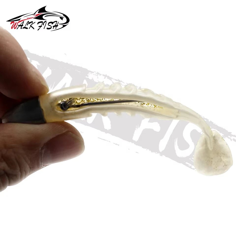WALK FISH-cebo suave con cabeza de Jigging, 13cm, 26g, cola en T multicolor, cabeza de plomo en forma de pez, anzuelo de manivela, señuelo biónico, pargo - imagen 4
