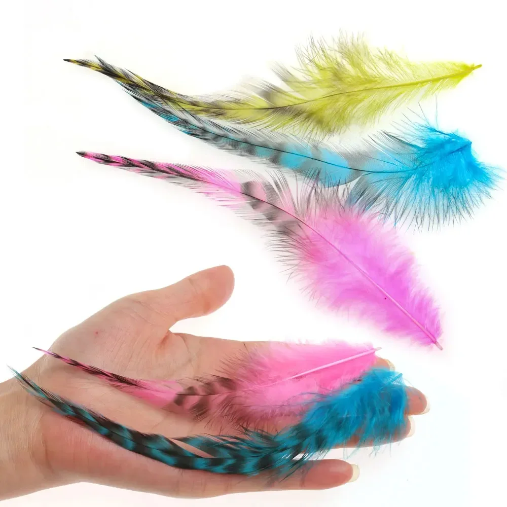 Bimoo 2/3 paquetes de sillín Grizzly Hackle pluma gallo pelo atado de moscas Material para bajo insecto Pike Steelhead moscas Streamer - imagen 5