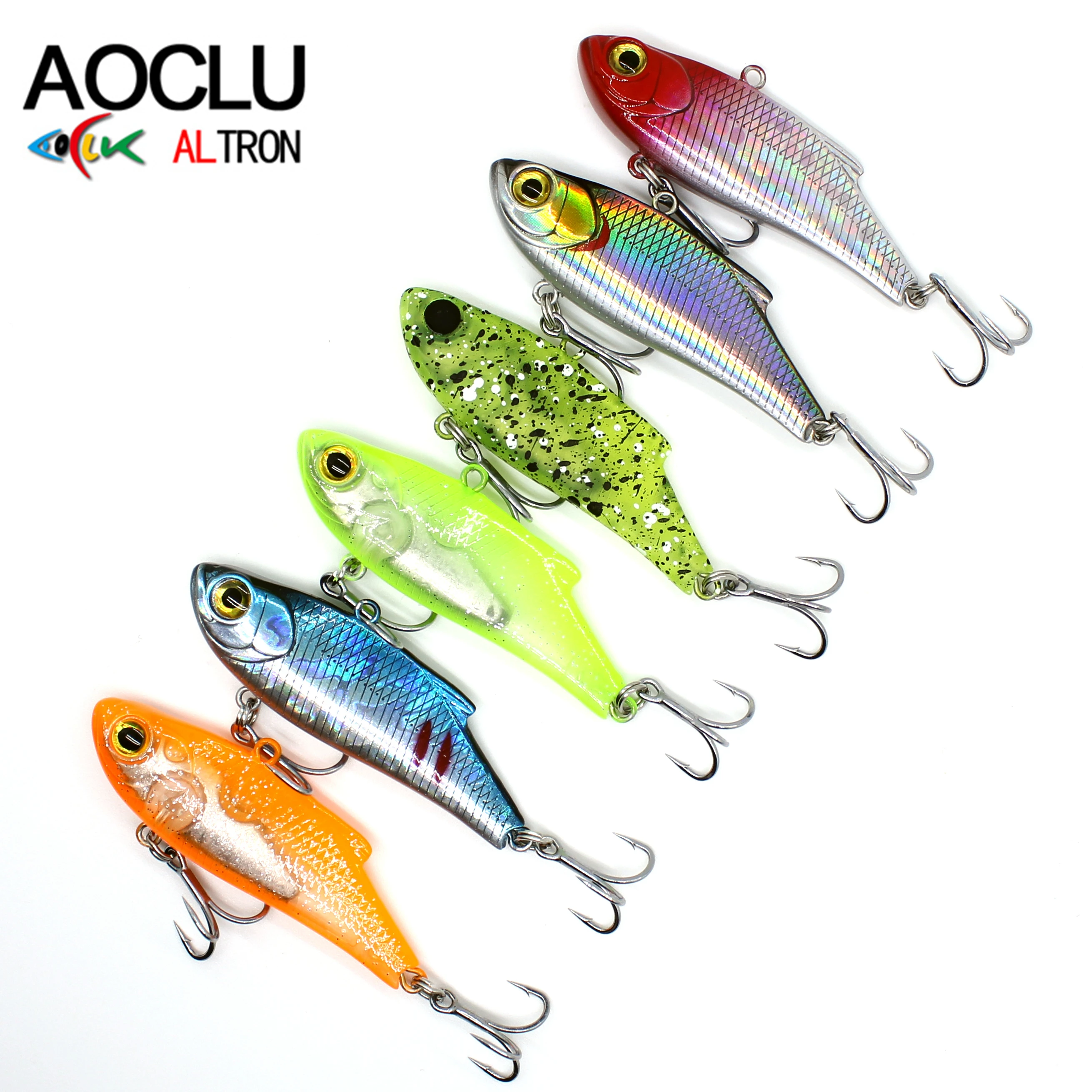 AOCLU-Señuelo de pesca de fundición larga con vibración VIB hundimiento, cebo duro, lubina, agua salada dulce, anzuelos fuertes, Wobbler, 55mm, 10g - imagen 2