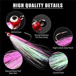 Anzuelos Bucktail Teasers con ojos 3D y línea flash para salmón