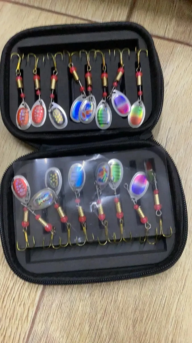 Señuelo de Pesca Tipo Cuchara Metálica, 16 Piezas/Caja, Spoonbait, Crankbaits, Wobblers Marinos para Agua Salada, Kit de Pesca con Mosca, Cebo Artificial