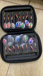 Señuelo de Pesca Tipo Cuchara Metálica, 16 Piezas/Caja, Spoonbait, Crankbaits, Wobblers Marinos para Agua Salada, Kit de Pesca con Mosca, Cebo Artificial