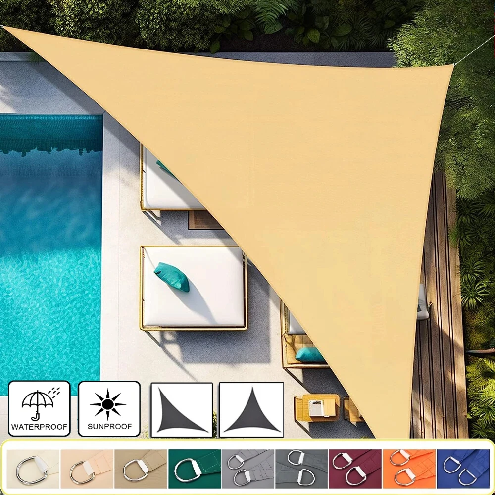 Toldo triangular impermeable con protección UV 98% y cuerda incluida