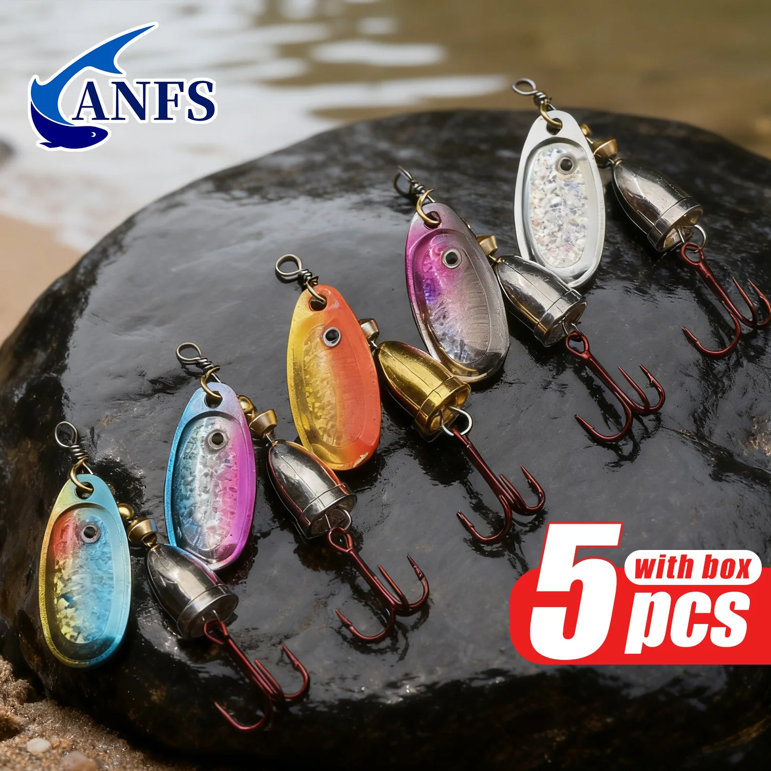 ANFS Cucharas giratorias de cobre para pesca — estuche incluido - imagen 2