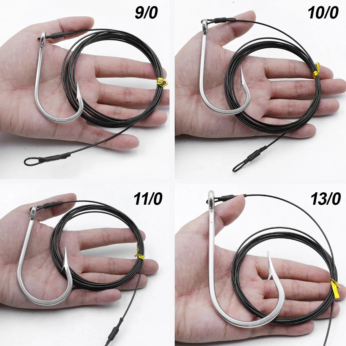ZYZ 2 uds aparejos de pesca de tiburones Pesca de Surf Cable de acero inoxidable Cable líder con anzuelos de tiburón atún pesca en agua salada anzuelo de aguas profundas - imagen 5