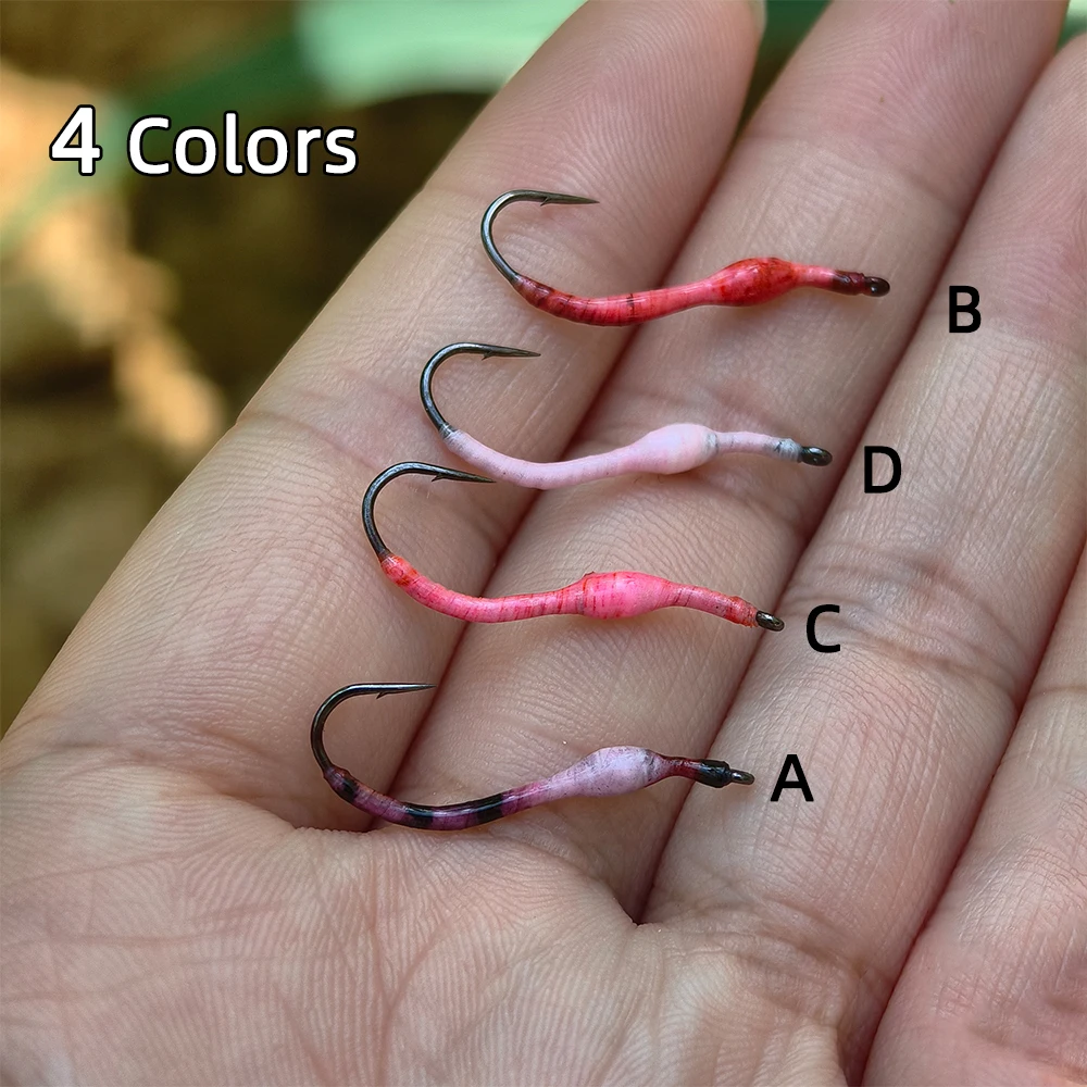Wifreo 4/6PCS # 13 epoxi Squirmy gusano mosca luminosa tierra gusano señuelo realista pesca con mosca cebo para trucha tipo panfish 4 colores - imagen 5