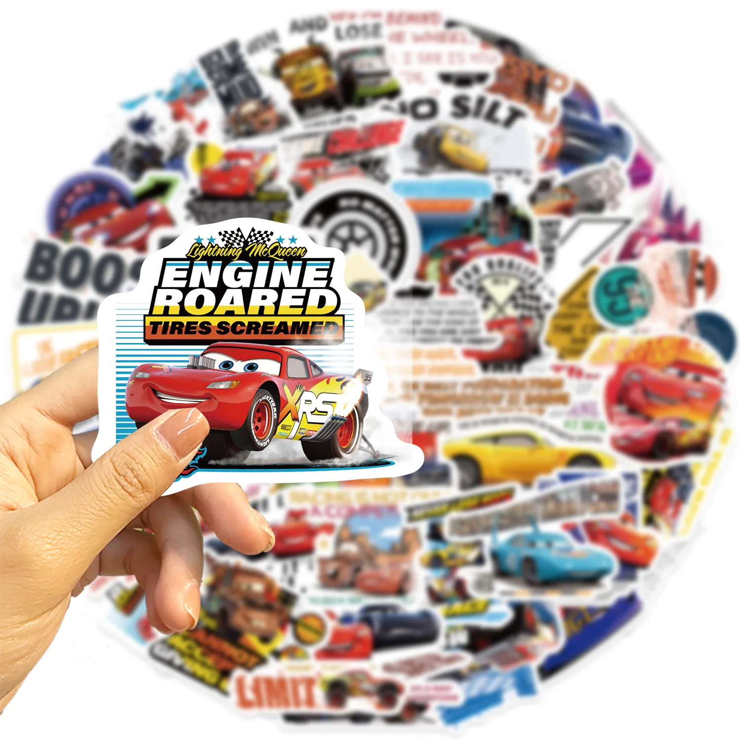 50 STKS Disney Cars Citaat Lightning McQueen Stickers Waterdichte Graffiti Telefoon Laptop Bagage Notebook Cartoon Stickers Kinderen Speelgoed - imagen 5