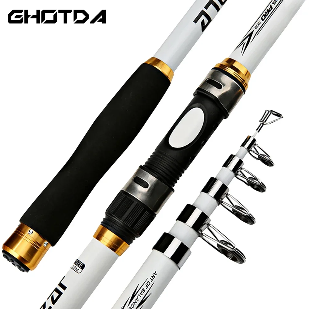 Caña de pescar ultraligera y fuerte de fibra de vidrio, caña de pescar giratoria de carbono blanco, adecuada para carpa voladora, lubina, 2,1 M, 2,4 M, 2,7 M, 3,0 M