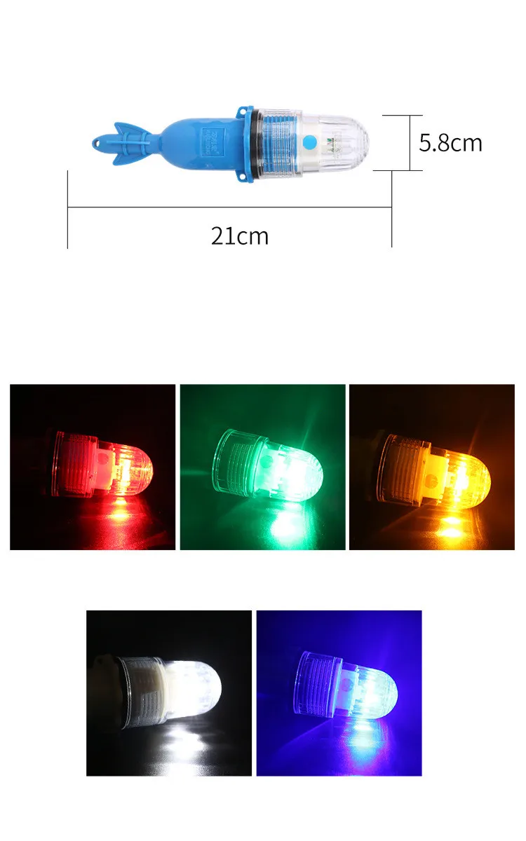 Mini luz LED de cebo de pesca ABS, lámpara de señuelo de calamar, gota profunda, resistente al agua, luz blanca y verde colorida, 1 unidad - imagen 5