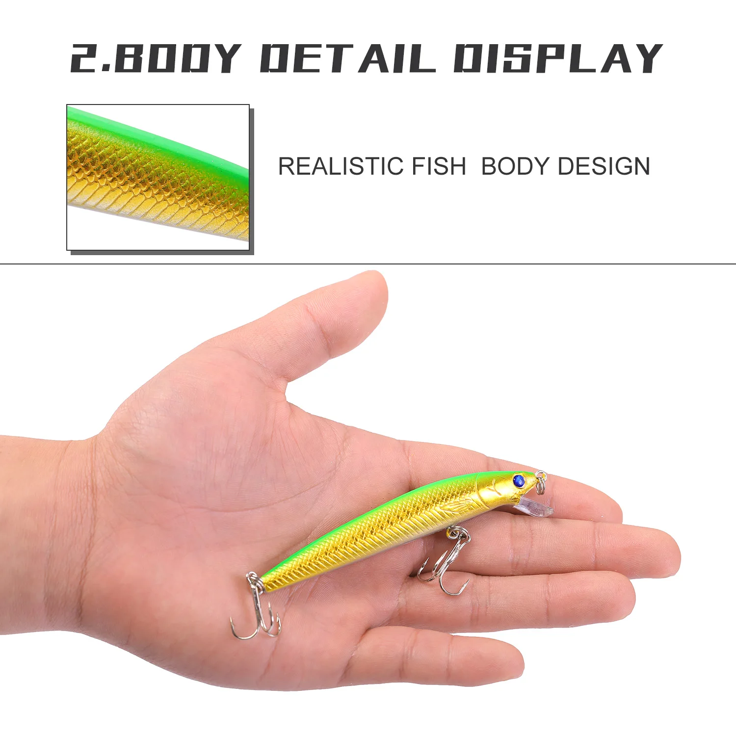 Sougayilang, 10 Uds., señuelo de pesca Minnow, cebo duro CrankBait realista para pesca en agua dulce y salada, aparejos de pesca de carpa - imagen 4