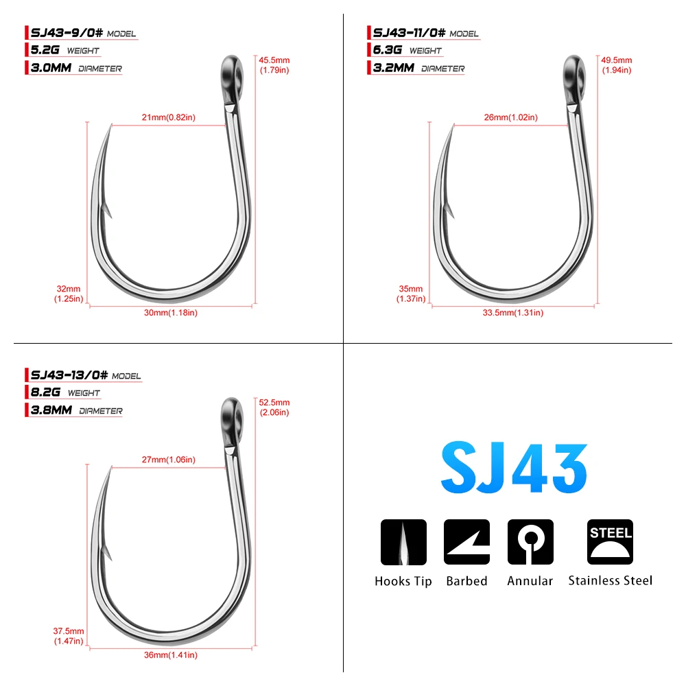 10 Uds PROBEROS ganchos resistentes de acero rico en carbono, ganchos afilados reforzados, ganchos de Jigging de agua salada de gran juego súper fuertes y profundos - imagen 5