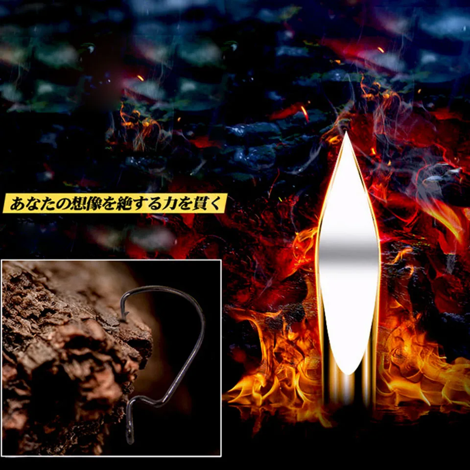 WALK FISH-anzuelo de pesca de 50 piezas, anzuelo de manivela ancha de acero al carbono, señuelo de gusano suave, con púas, para pesca de carpa - imagen 4