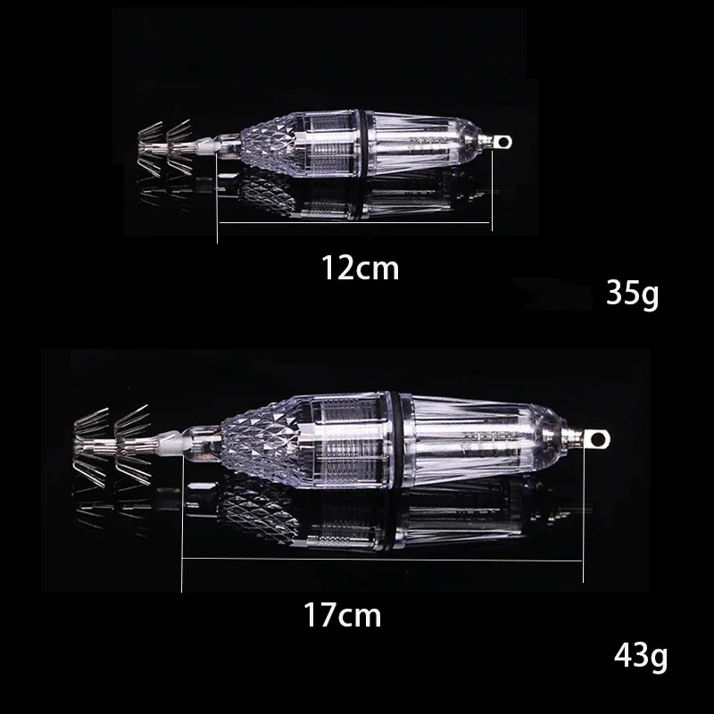 Señuelo de pesca con luz LED de 12cm y 17cm, aparejos subacuáticos de gota de mar profundo, señuelo de calamar, lámpara de luz, gancho para paraguas, herramientas subacuáticas - imagen 3