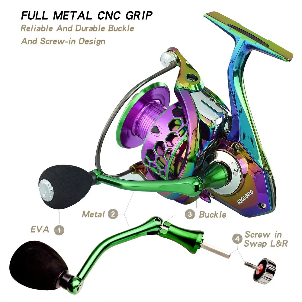 JOSBY-carrete de Metal para Pesca, accesorios para apretón de manos, carrete giratorio profesional, ruedas para mano izquierda/derecha, serie 1000-6000 - imagen 5