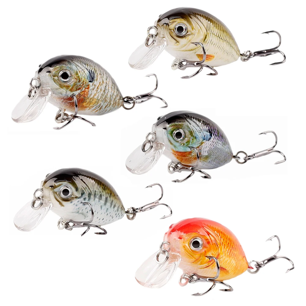 5 unids/set Mini Señuelos de Pesca con manivela 4cm 4g Micro flotador Crankbaits Wobbler señuelo de pesca 1,57 "duro Artificial Minnow aparejos de lubina