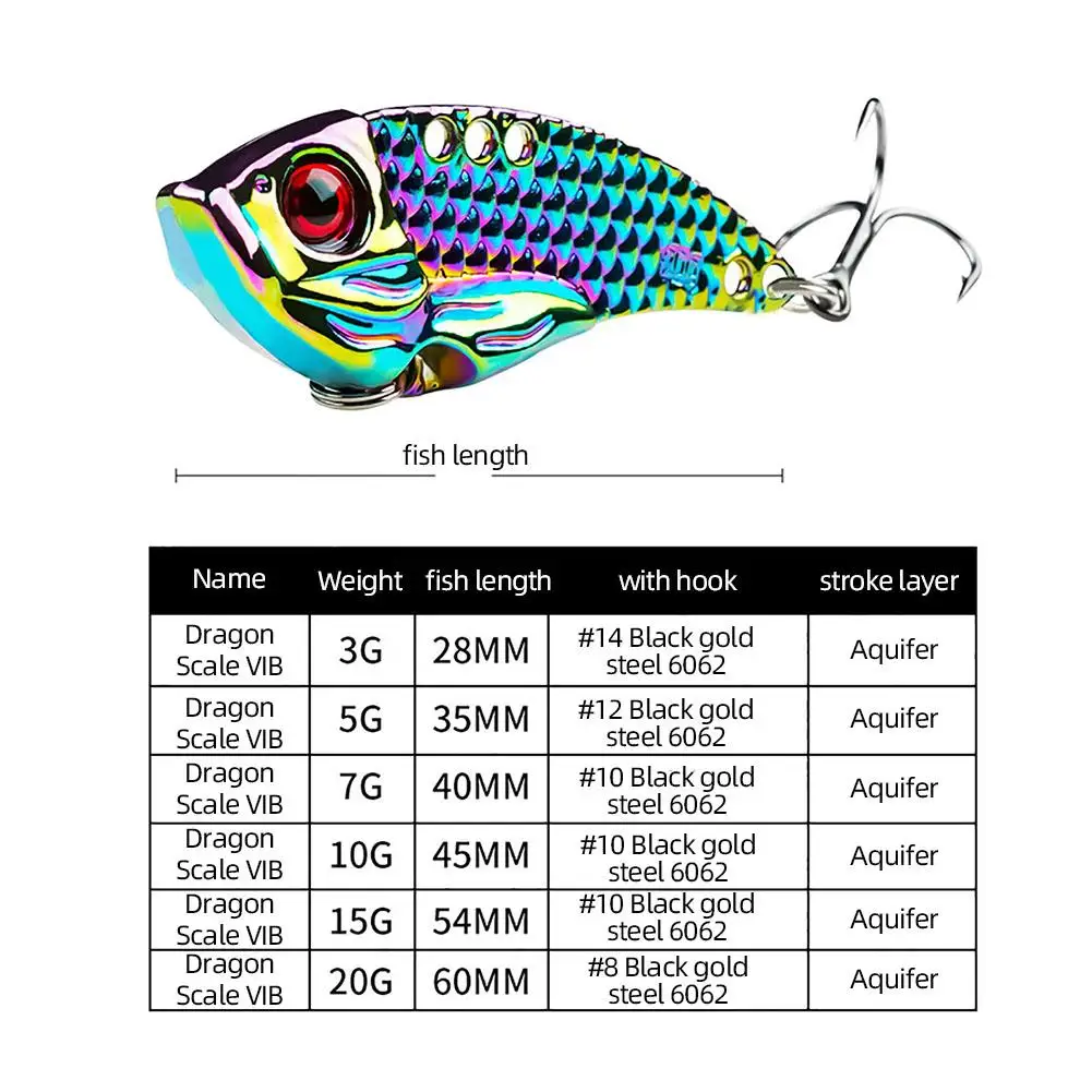 Señuelos de Pesca Vib coloridos de fundición larga, lentejuelas, ojos 3d, cebo Artificial falso para agua de mar y agua dulce - imagen 3