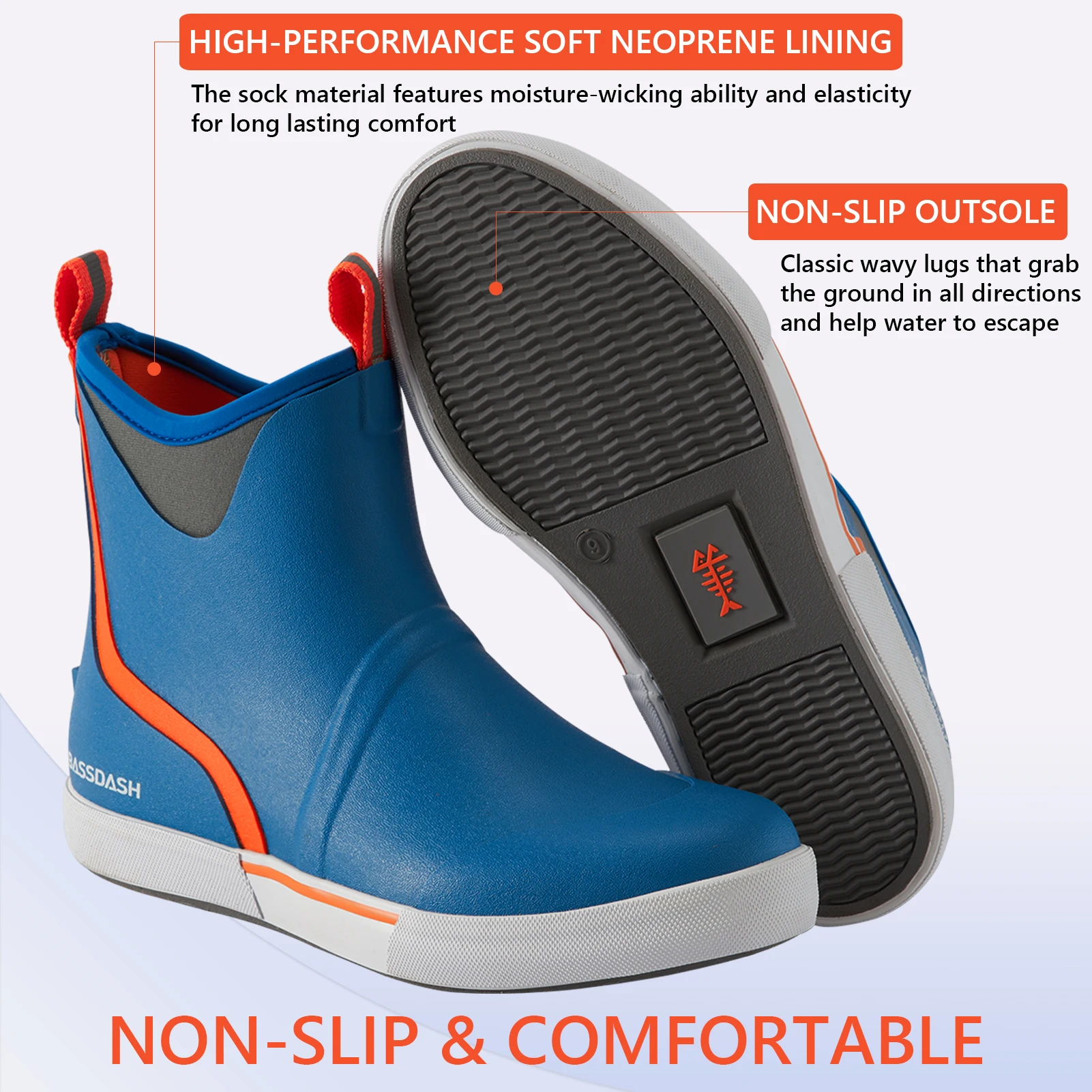 BASSDASH-Botas de cubierta impermeables de 6 "para hombre, botines de goma de neopreno antideslizantes con forro transpirable, para pesca y paseos en bote - imagen 5