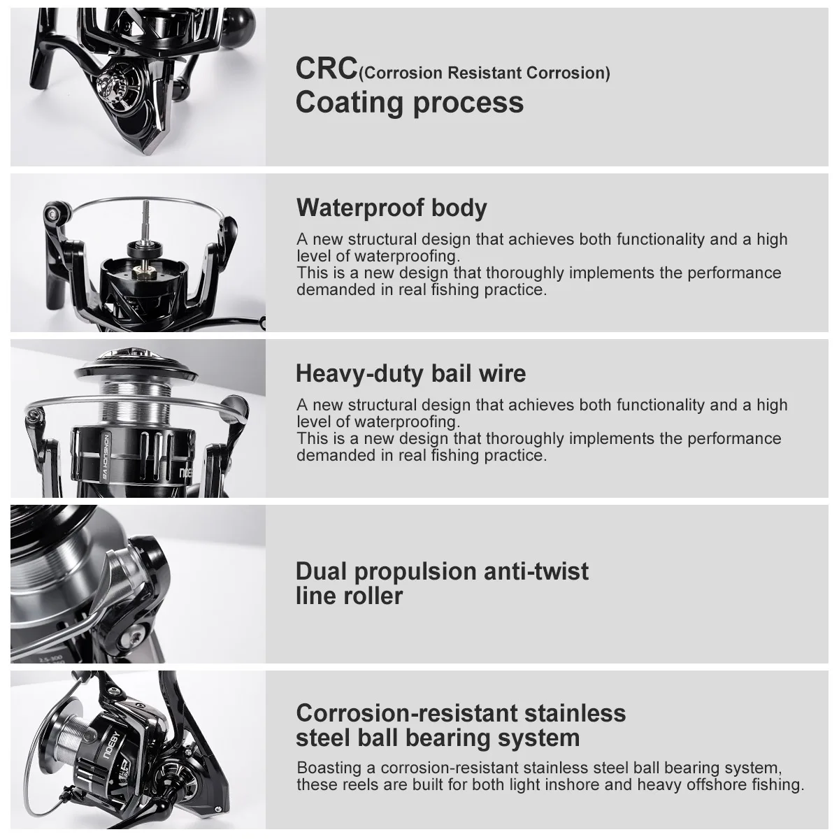 Carrete de pesca giratorio NOEBY Nonsuch V6, serie 2500 3000 4000, aparejos de pesca de agua dulce de carbono ligeros, carretes giratorios - imagen 4