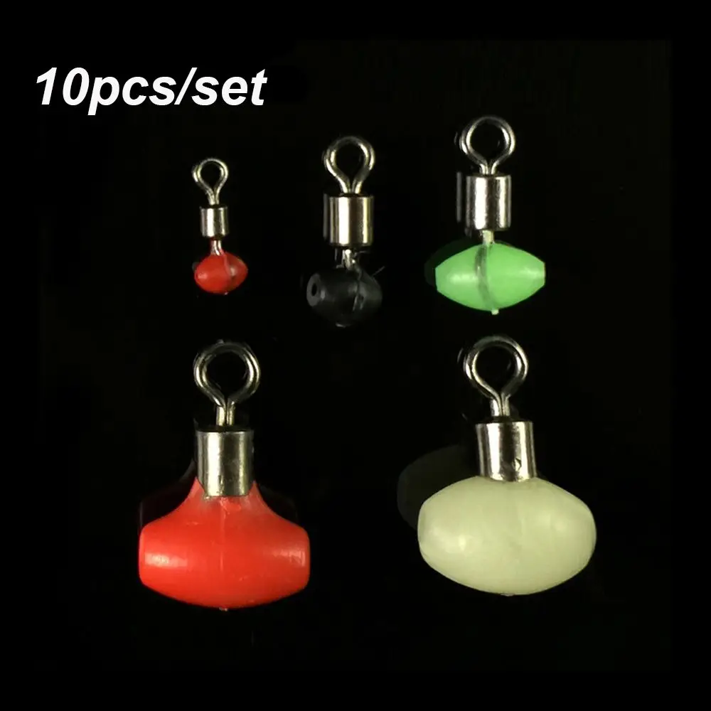 10 unids/bolsa de línea cruzada giratoria y cuentas en forma de T, conector de aparejo deslizante de polea, aparejo Terminal de pesca de agua salada verde luminoso - imagen 5