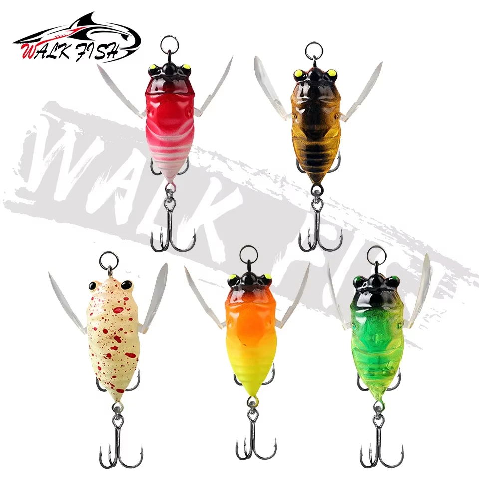 WALK FISH-señuelo de pesca de cigarra, 6,5g/5cm, simulación de ruido superior, sistema de superficie de agua, alas luminosas de noche, cebo falso, pesca en el mar - imagen 5