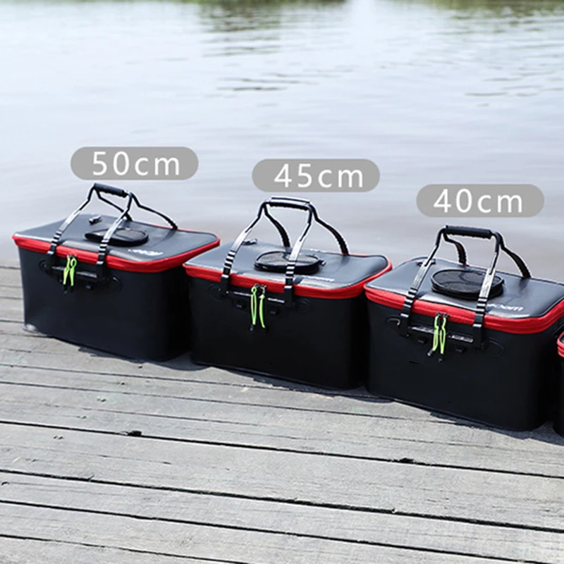 Cubo plegable multifunción de Eva para pesca al aire libre con ranura para bomba, cubo telescópico para peces vivos - imagen 4