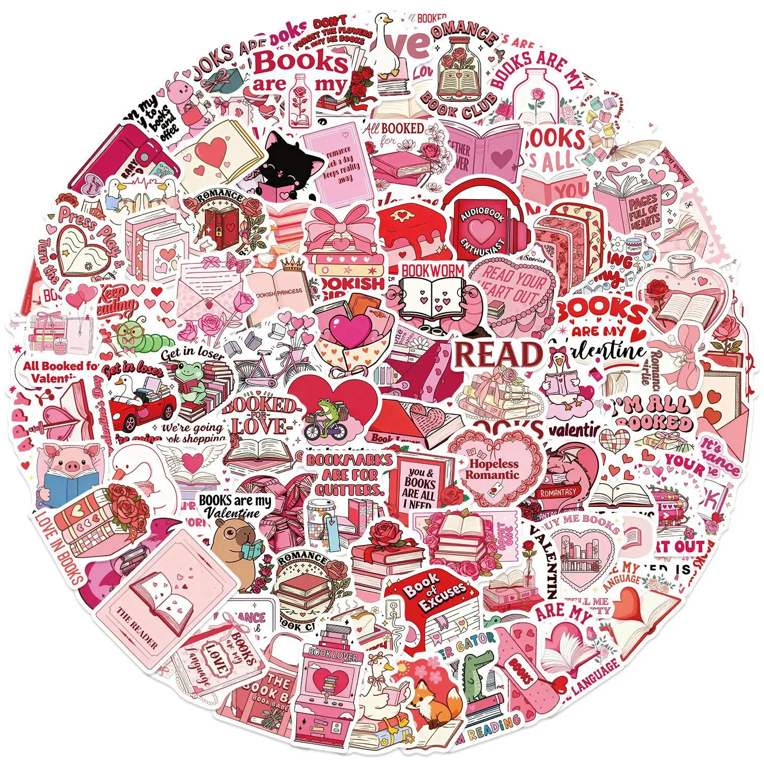 Pegatinas impermeables rosa San Valentín — diseño literario original - imagen 2