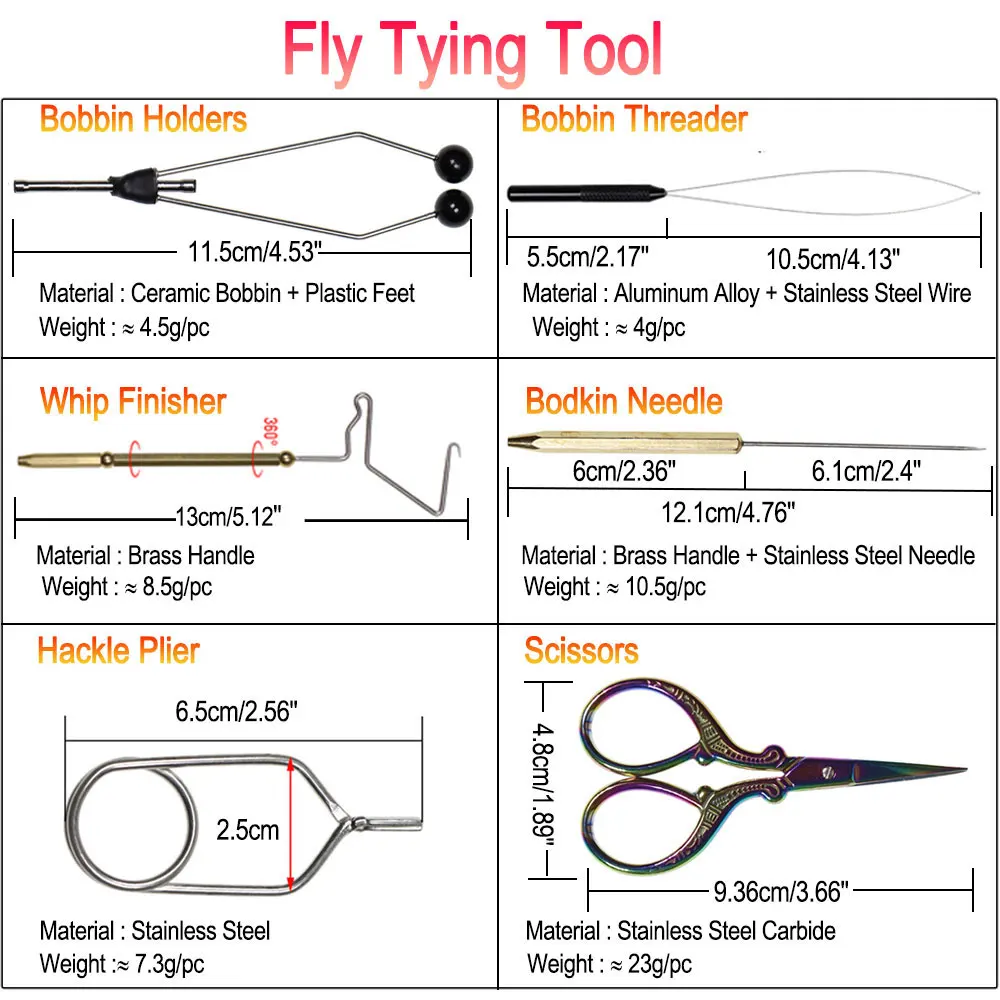 Bimoo-abrazadera C de acero endurecido, tornillo de banco para atar moscas, soporte de bobina BobbinThreader, Kit de herramientas para tijeras, hilo GSP 50D - imagen 3