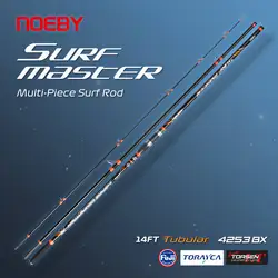 NOEBY-caña de pescar de fundición para Surf, 4,25 m, 3 secciones, 14 pies, guía Tubular de carbono Fuji, asiento de carrete DPS, plomo, 100-250g, caña de mar de fundición larga