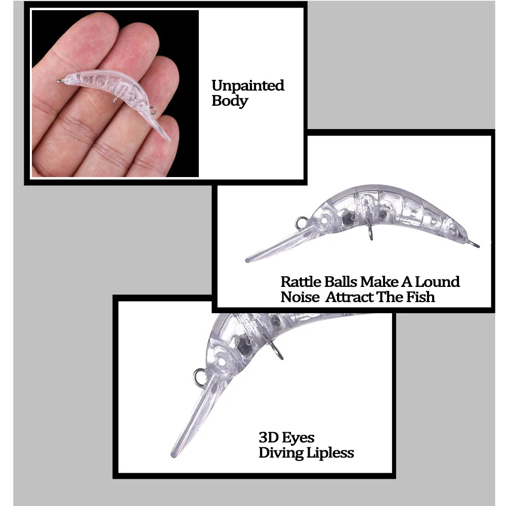 Chan'sHuang 50 Uds cebo en blanco sin pintar 5cm 2g flotante Mini Minnow DIY señuelo de pesca Artificial - imagen 4