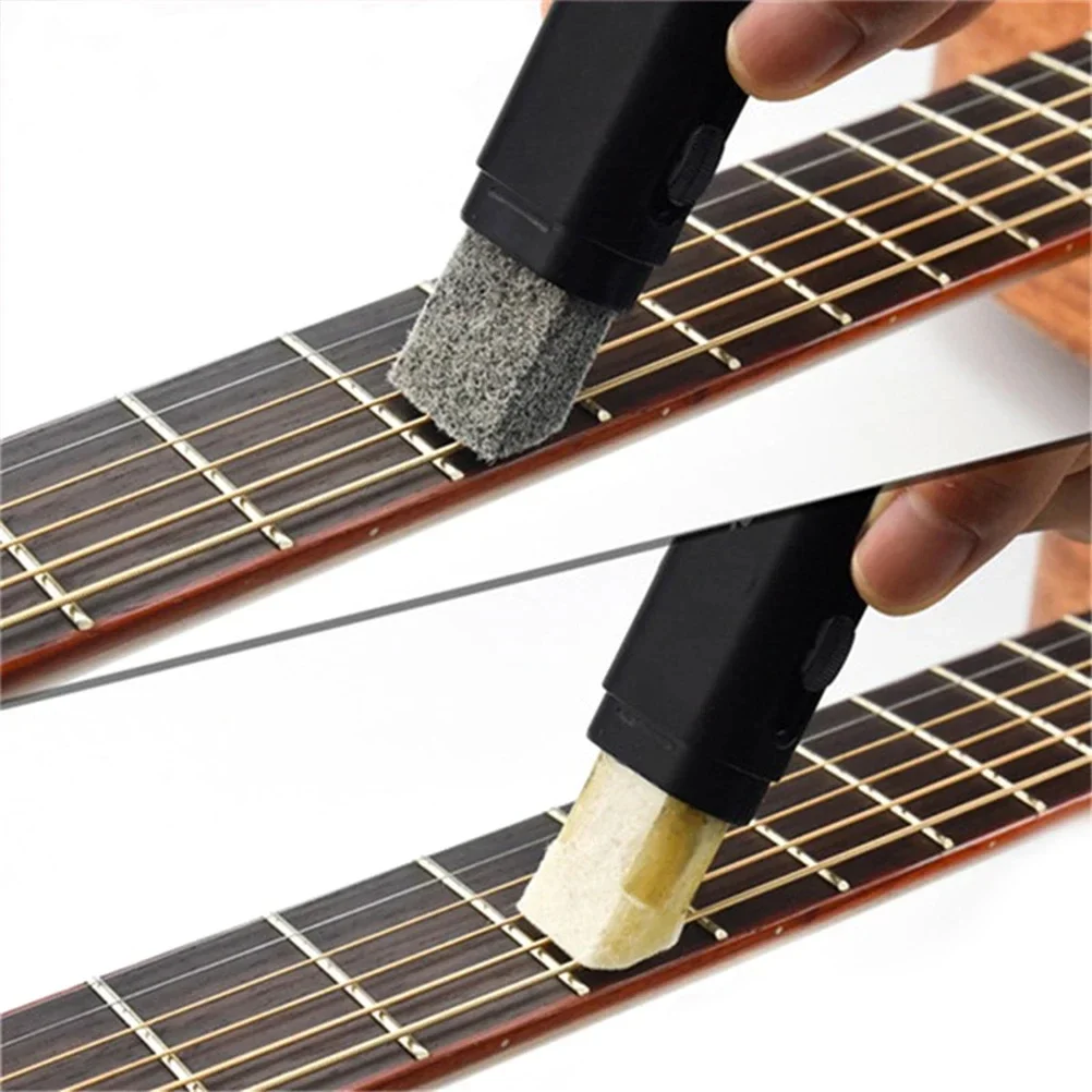 1 Uds cepillo de limpieza de guitarra cepillo de cuidado cuerda diapasón limpieza cepillo de eliminación de polvo, Accesorios para Instrumentos Musicales de doble cabezal - imagen 2