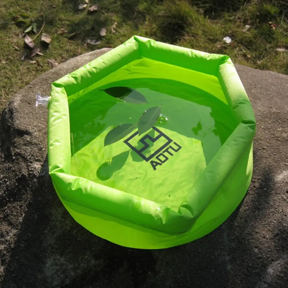 Bomba de lavabo inflable plegable de 8L, cubo de agua inflable para viaje familiar, acampada al aire libre, suministros de acampada - imagen 3