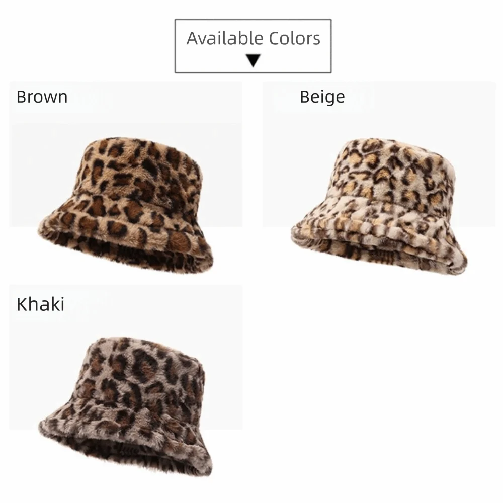 Sombrero de pescador suave con estampado de leopardo para mujer y niña, gorro de pescador cálido y grueso, a la moda - imagen 3