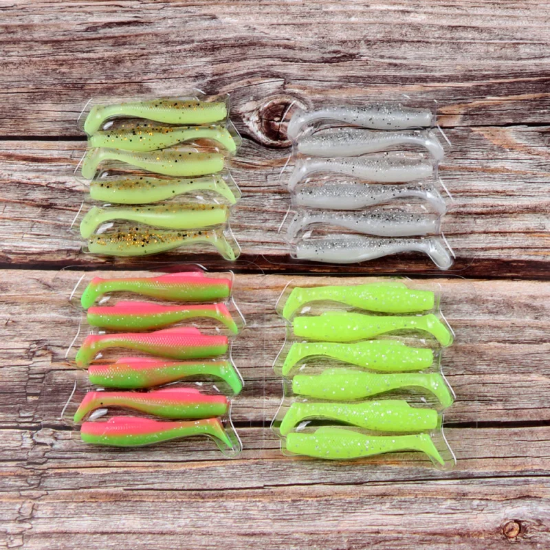6 uds Testar T-Tail gusano suave 6,5 cm 2,3g-cebo TPR Flexible para lubina trucha Panfish-señuelo realista con ojos 3D - imagen 5