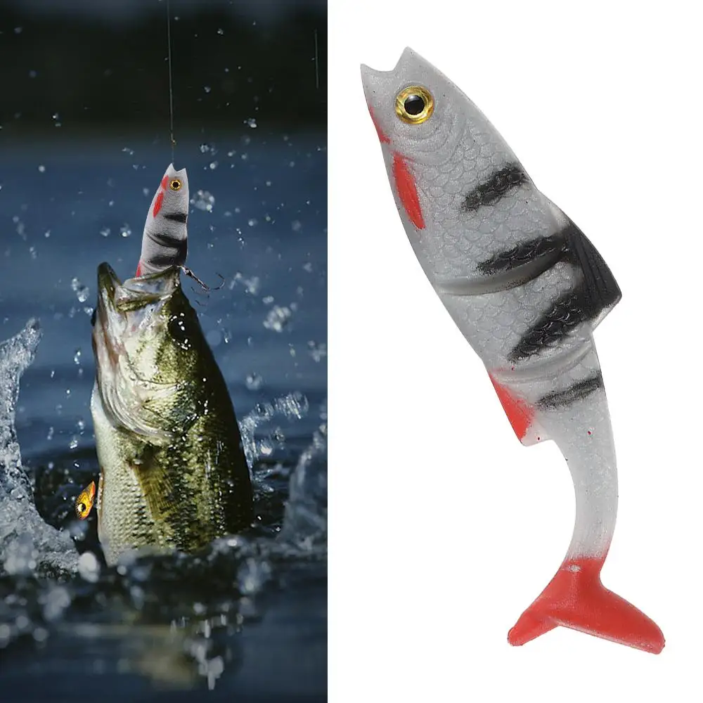 Señuelo swimbait de vinilo cola en T con ojos 3D para mar - imagen 3