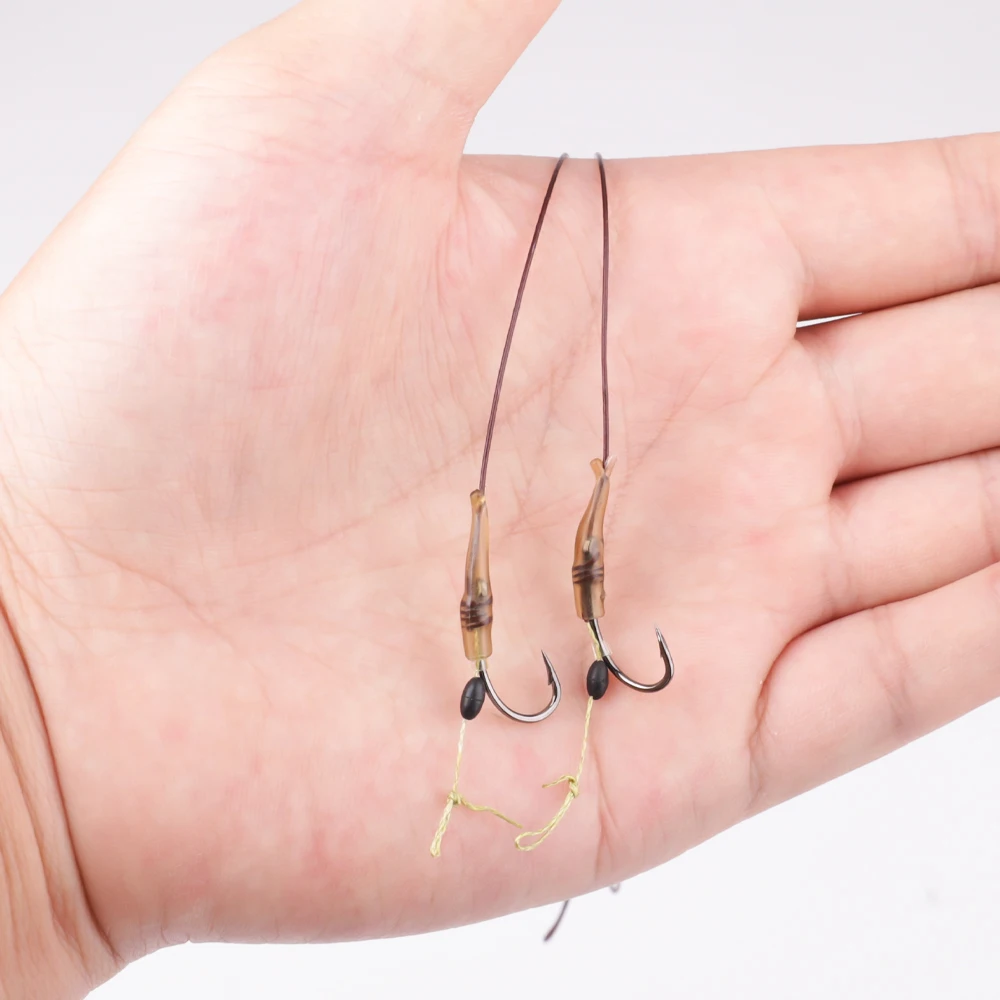 NGB-sedal de pesca de carpa, 1 Juego de 22,5 cm, aparejos de pelo con ganchos, 15LB, 20LB, 25LB, 30LB, líder trenzado, accesorios de grupo alimentador europeo - imagen 4