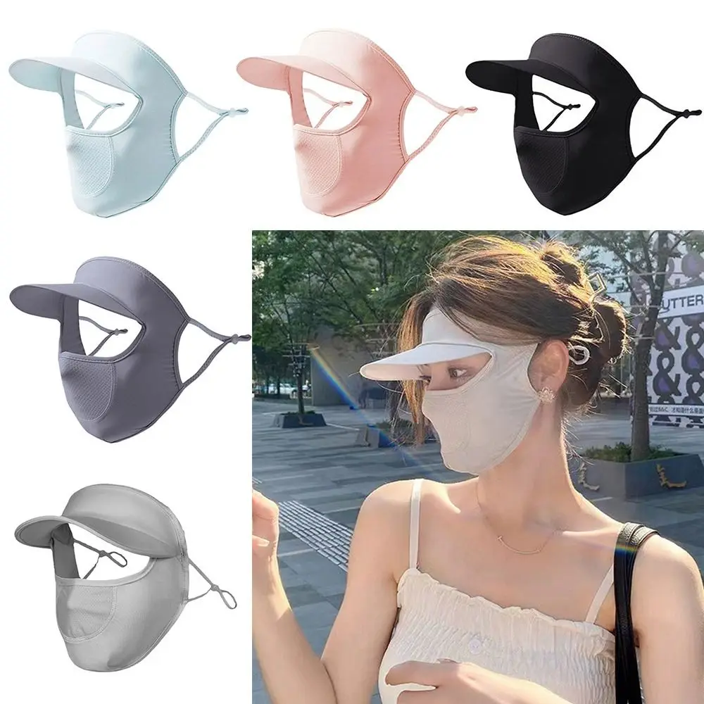 Máscara de protección solar de seda de hielo a la moda UPF50 + cara completa Anti-UV bufanda para el cuello protección del cuello transpirable sombrilla máscara facial al aire libre - imagen 2