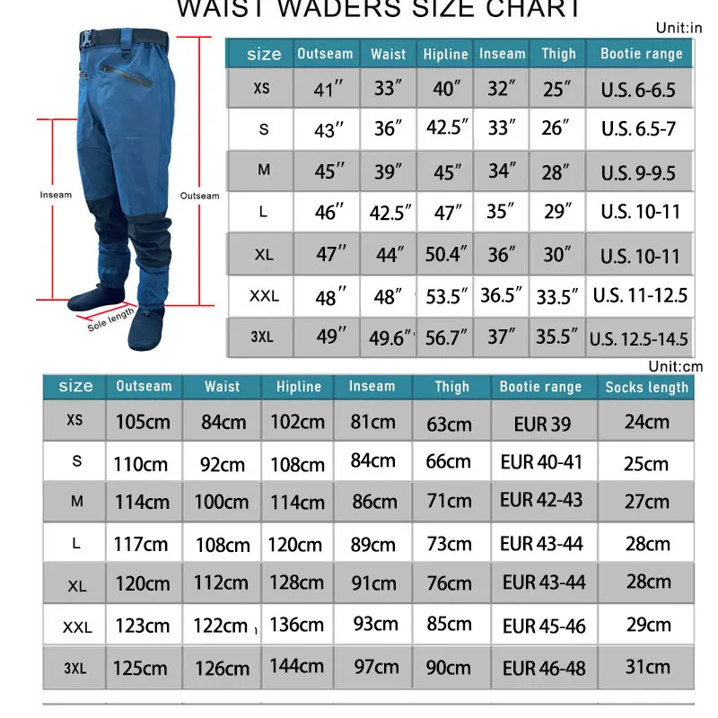 Pantalones impermeables pesca mosca hombre 4 capas transpirables azul - imagen 5
