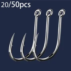 20-50 piezas/caja 2 # -22 #   Anzuelos de pesca afilados con púas de acero rico en carbono, juego de anzuelos de agua dulce y salada, accesorios para cajas de aparejos de pesca