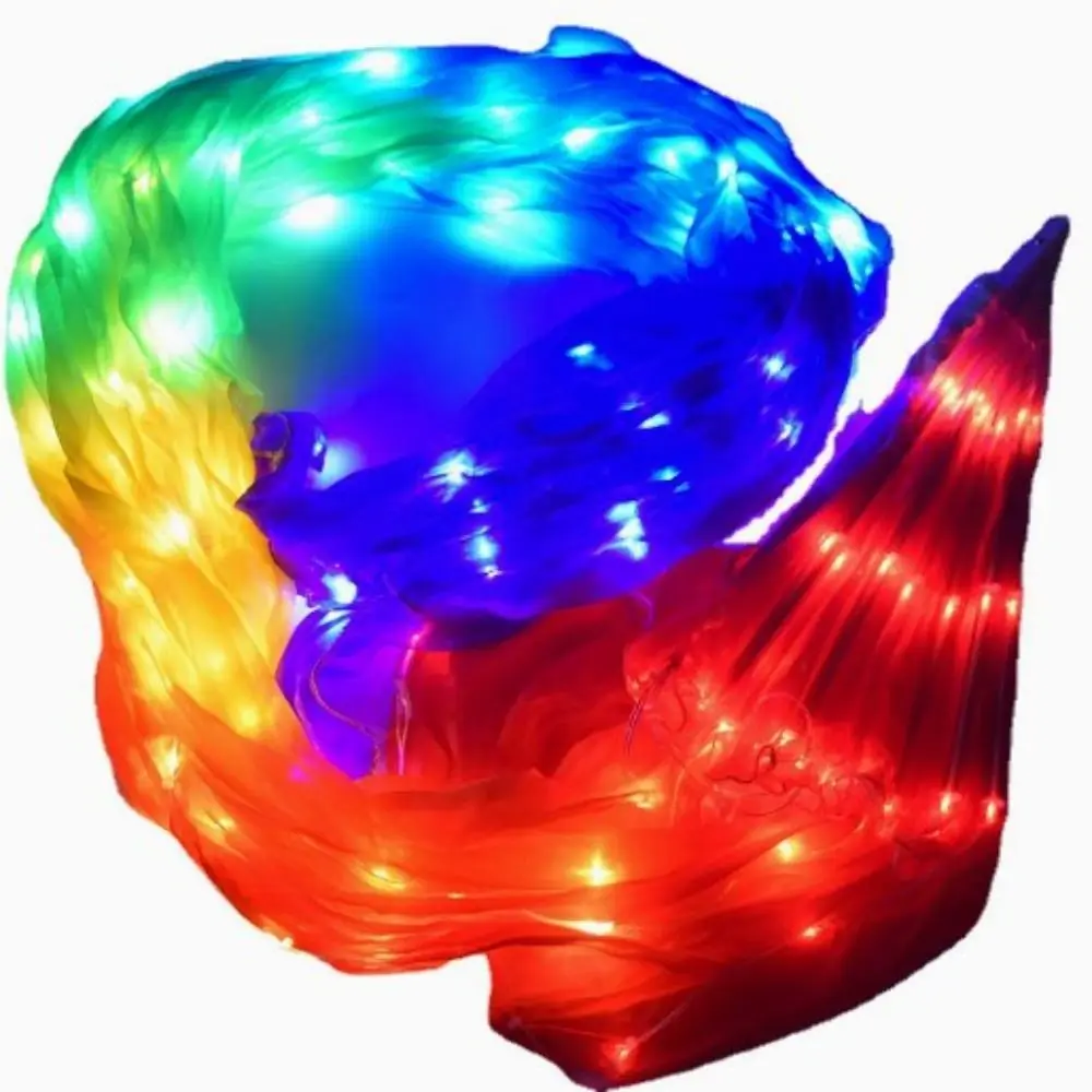 Gradient Color LED Classical Dance Fan 1.5m Performence Props Belly Dancing Fan Long Imitation Rayon Dancer Practice Silk Fans - imagen 2