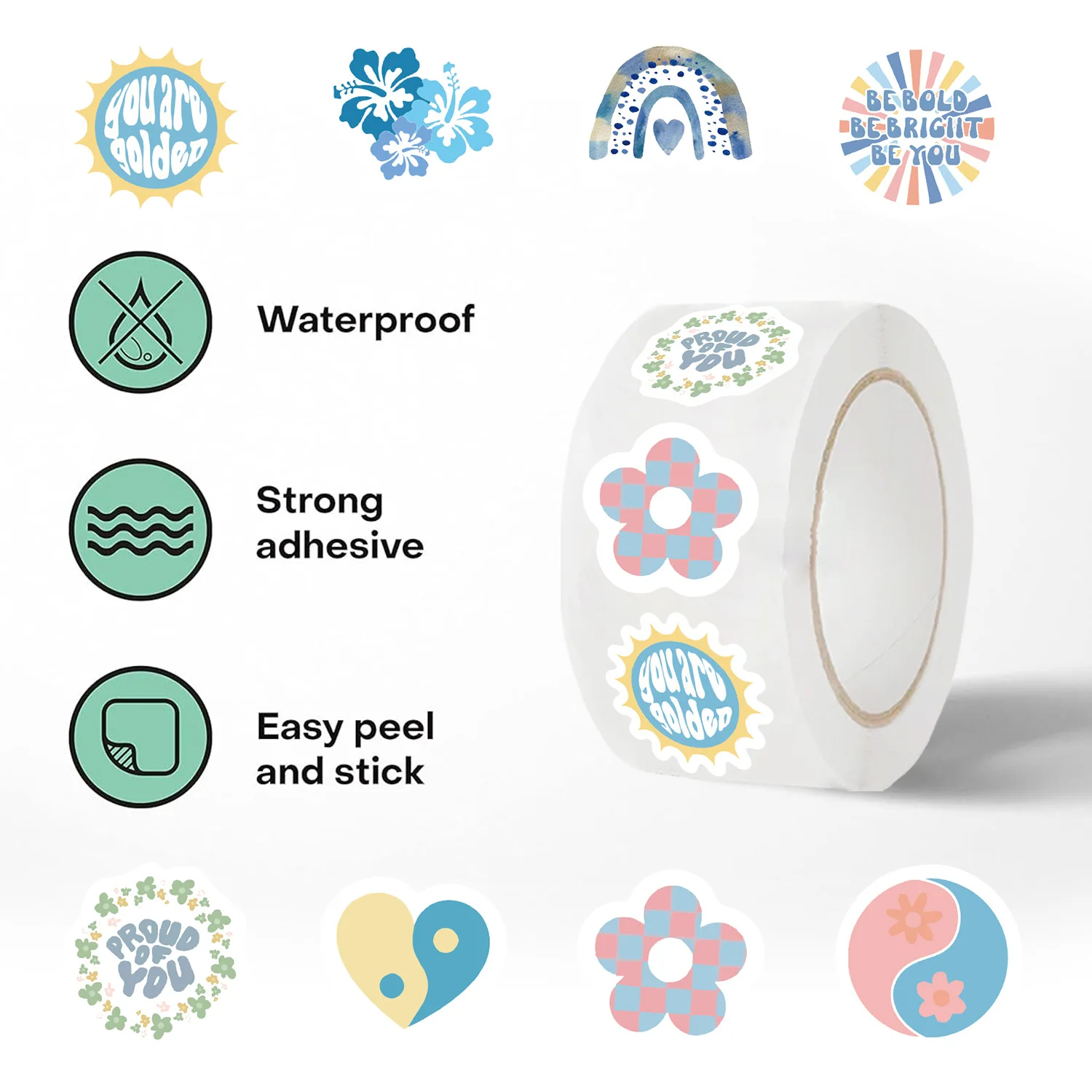 Pegatinas de grafiti de dibujos animados para teléfono, guitarra, portátil, Notebook, Maleta, botellas de agua, regalo, 500 piezas por rollo - imagen 4