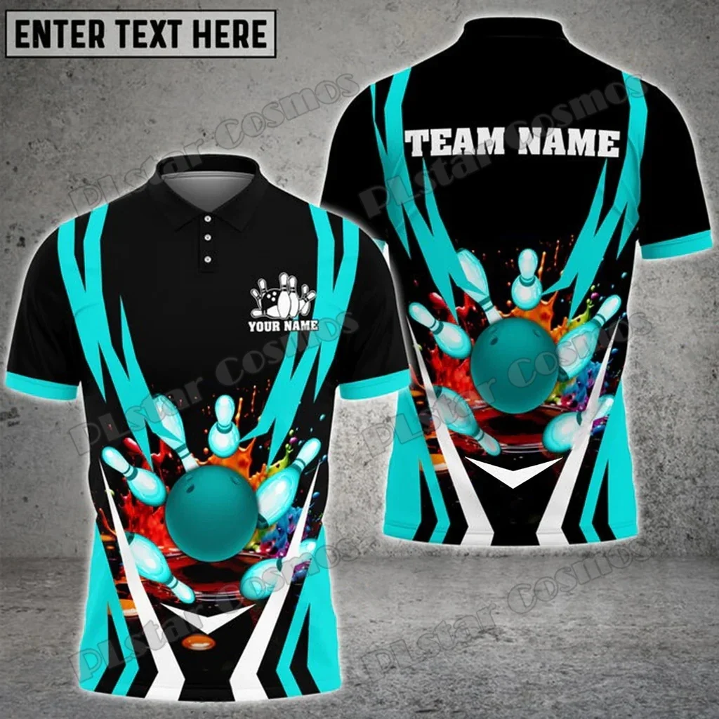 Polos de bolos y alfileres para hombre, Polo Multicolor con nombre personalizado, estampado 3D, Polo Unisex informal de verano PLP49 - imagen 3