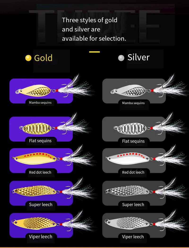 Ángulo que muestra el brillo del señuelo dorado