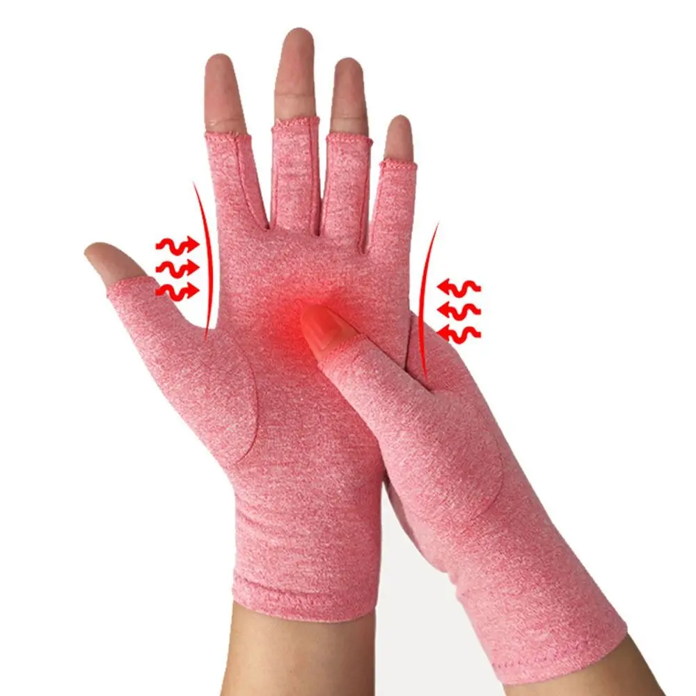 Guante transpirable sin dedos para artritis, cómodos guantes de compresión para terapia, guantes antideslizantes para pantalla táctil - imagen 4
