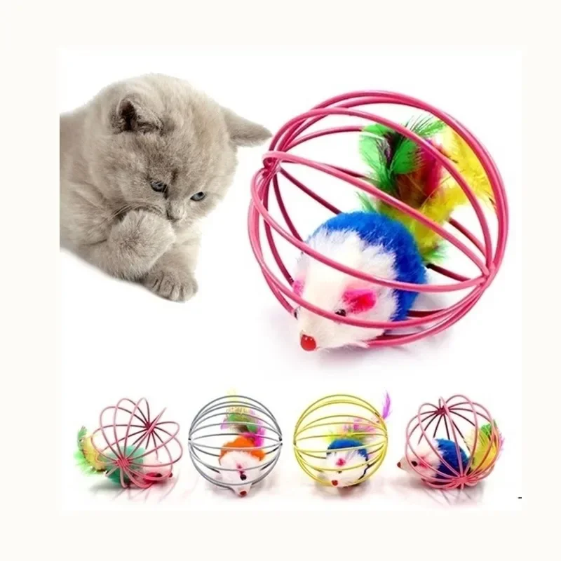 Juguete interactivo para gatos, ratón de juguete divertido enjaulado, juguete para mascotas, bola de rata para gatos, perros, juguete novedoso, suministros para mascotas, Color aleatorio - imagen 2
