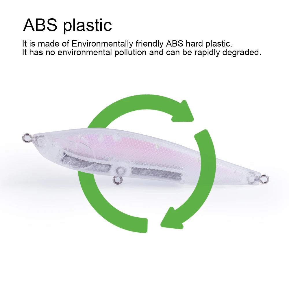 Hanlin-Señuelos de Pesca sin pintar, cebos Crankbaits, lápiz duro, pececillo, aparejos de lubina, 10/20 piezas, 10CM, 20G - imagen 5