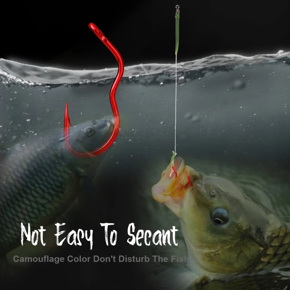 FTK 12 Uds 24 Uds anzuelo de pesca de acero rico en carbono anzuelo de pesca con púas afiladas anzuelo con tapa automática para accesorios de pesca de carpa - imagen 3