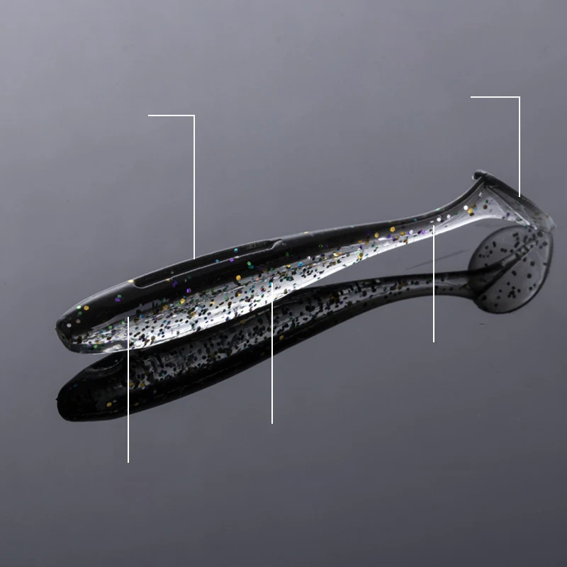 Sea Yolo-señuelo de pesca suave con cola en T, aparejos artificiales de doble Color para pesca de carpa, 5,5 cm/6,2 cm/7,2 cm, 50 unids/lote por paquete - imagen 4