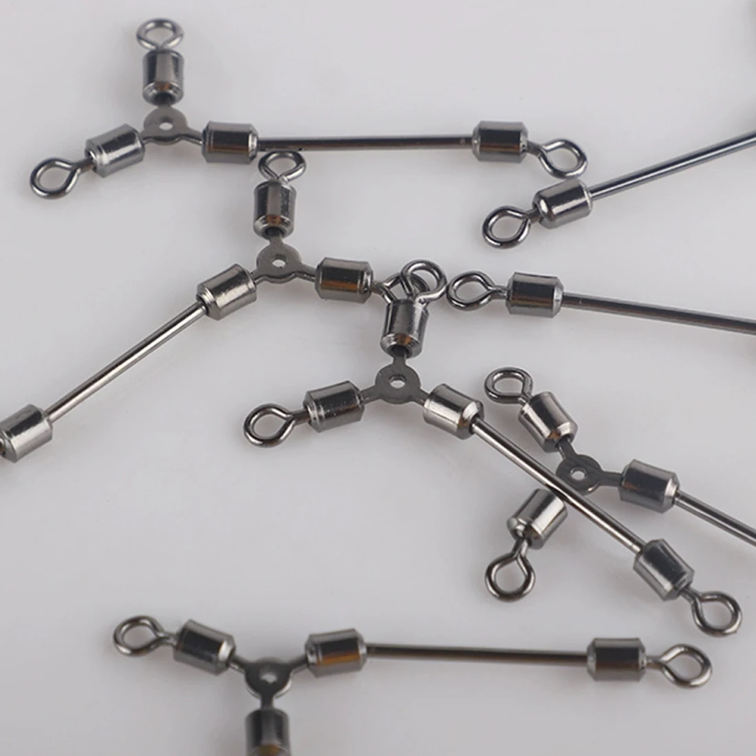 FishTrip 25 piezas giratorios de 3 vías pierna larga forma de T línea cruzada giratoria aparejos de pesca de acero inoxidable - imagen 4