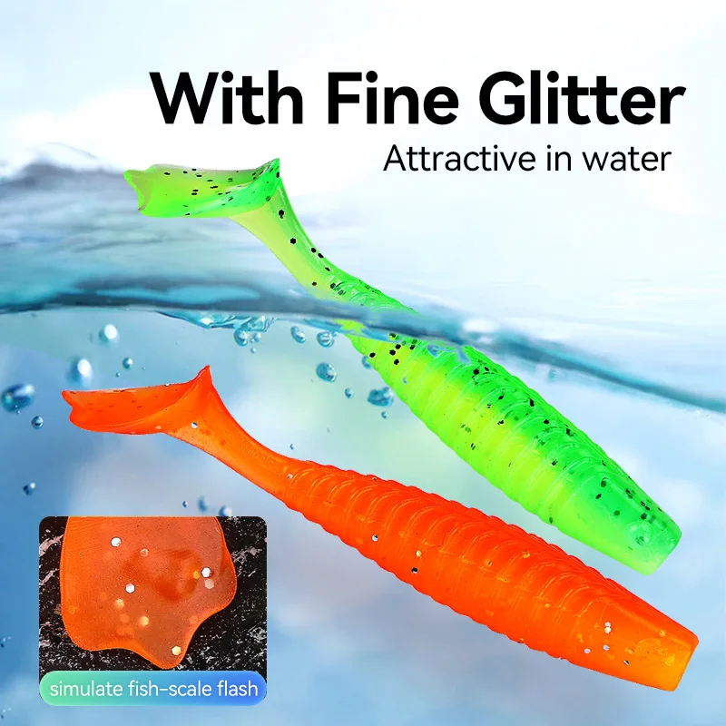 WEIHE 20 piezas pies de pato flotantes cola en T 5,5 cm/6,5 cm cebo suave Luya cebo falso - imagen 4